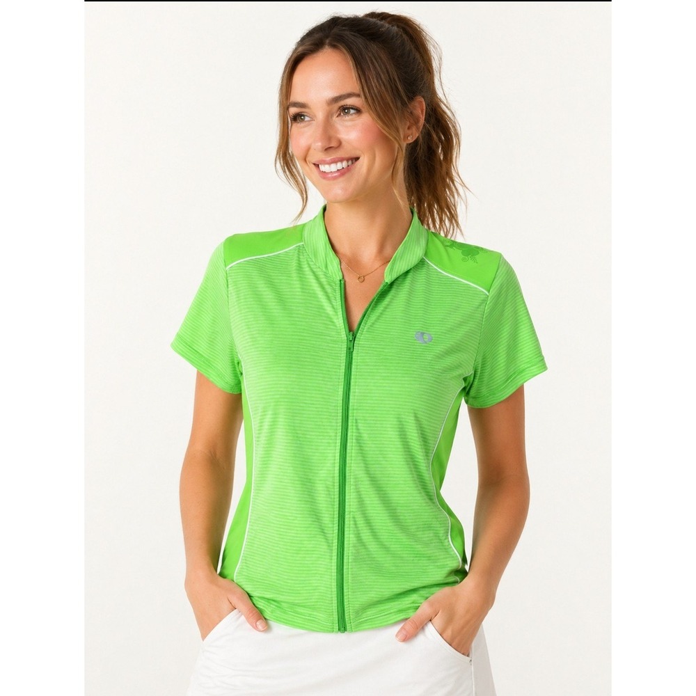 Pearl Izumi Cycling Jersey Womens XL Green Excellent Full Zip Short Sleeve